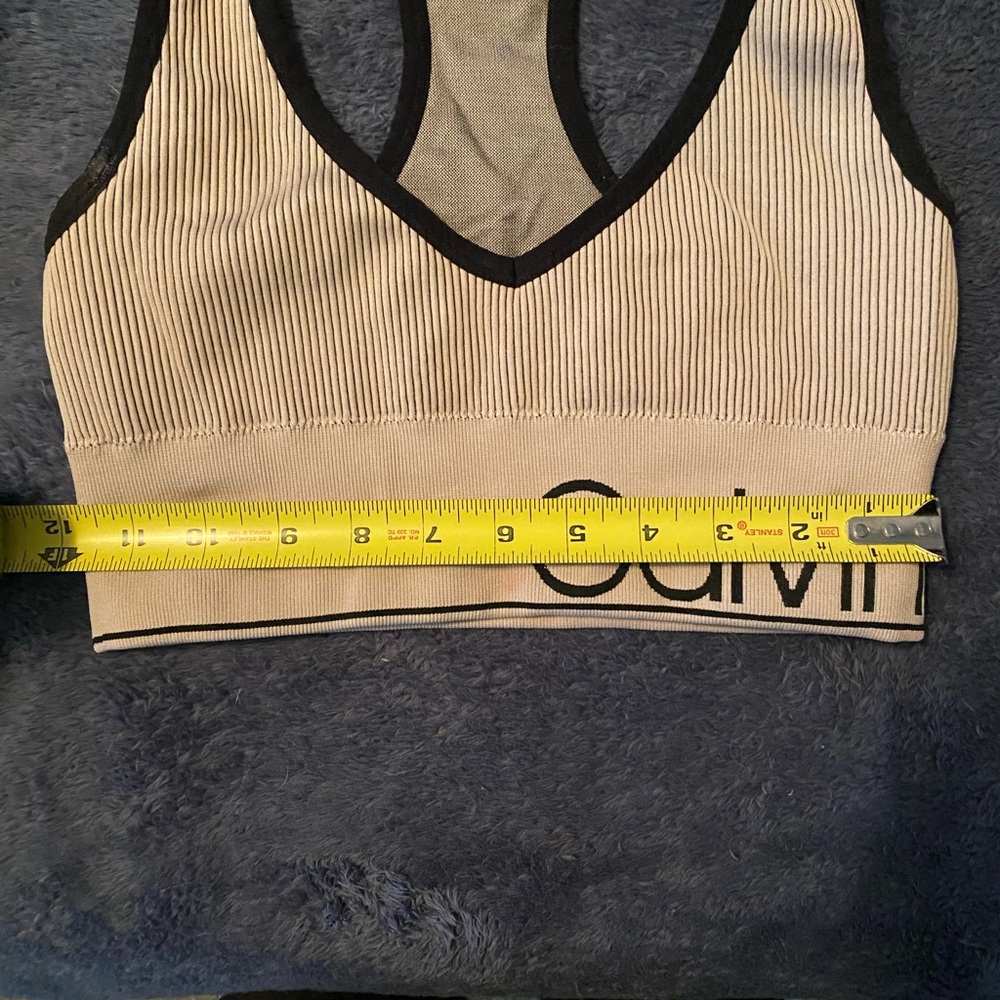 Calvin Klein Striped Black and Cream Sports Bra - Picture 4 of 6